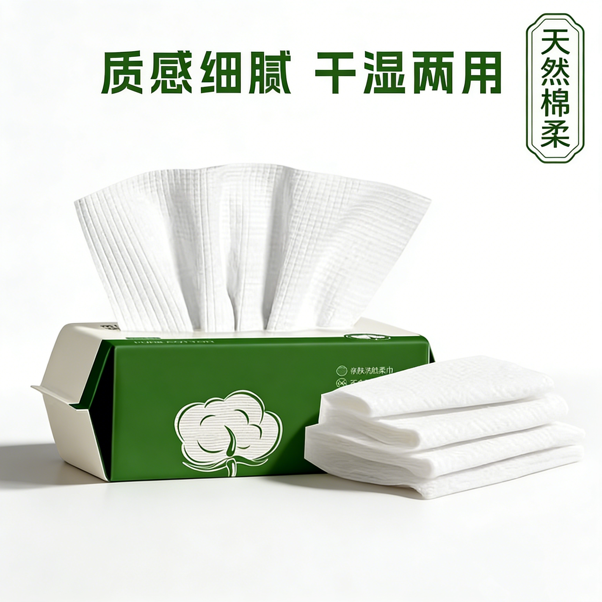 黛略施干湿两用加厚洗脸巾50抽