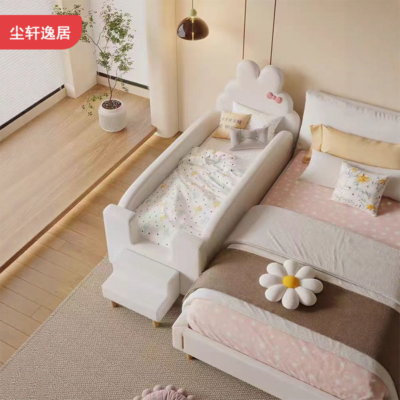儿童女孩公主拼接床带护栏婴儿滑梯小床床边加宽拼接神器护栏小床图片