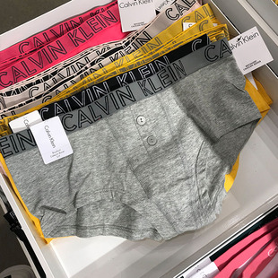 纽扣饰边logo低腰Boyshort三角裤 Klein女士新款 棉内裤 Calvin