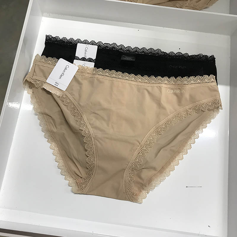 CK Calvin Klein2023新款女士夏季甜美蕾丝边速干薄款三角内裤