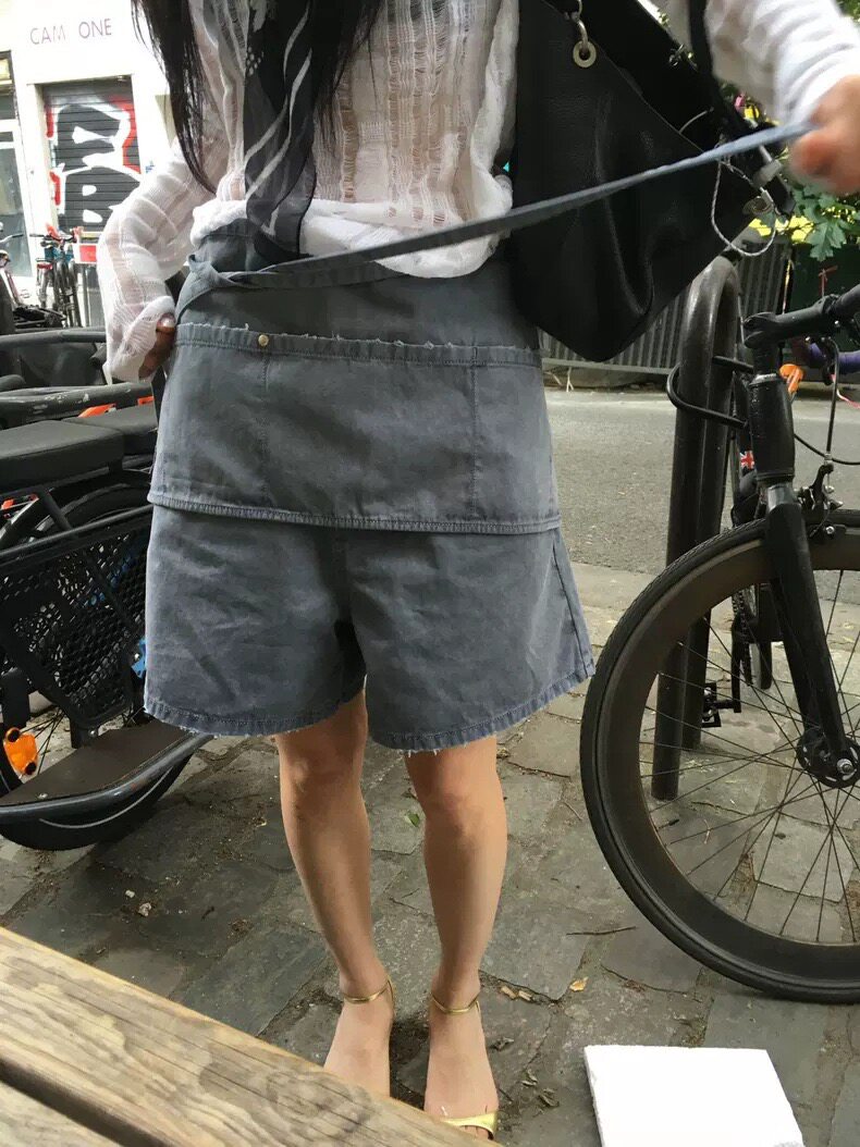 韩国东大门复古做旧磨边热裤夏季新款系带屁帘牛仔短裤休闲裤