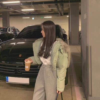 hyou翻毛领短款棉服外套