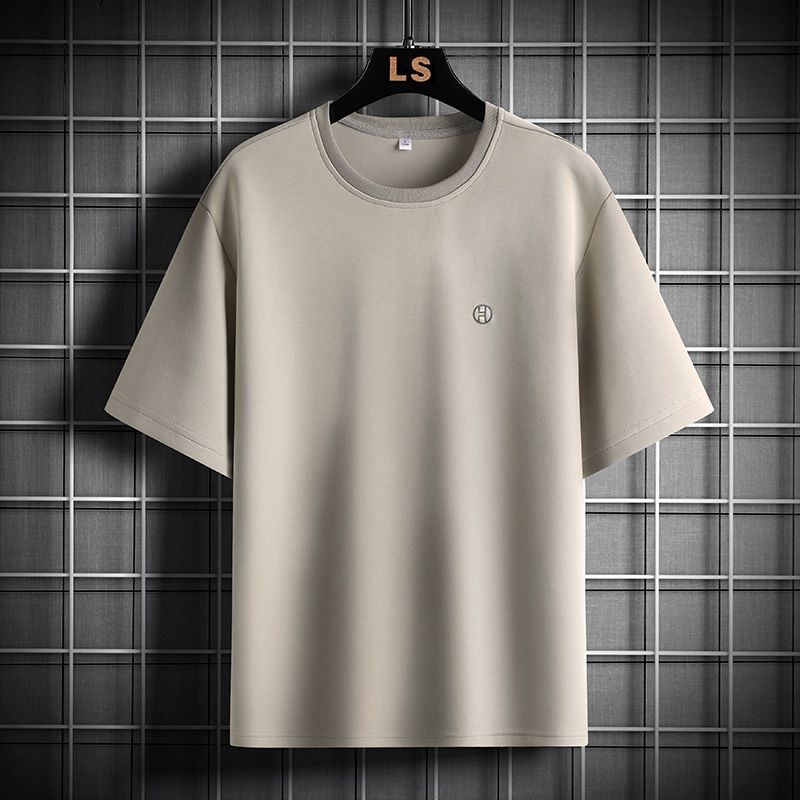 纯色简单基础款短袖T恤男夏季休闲百搭圆领上衣空气感棉质体恤衫