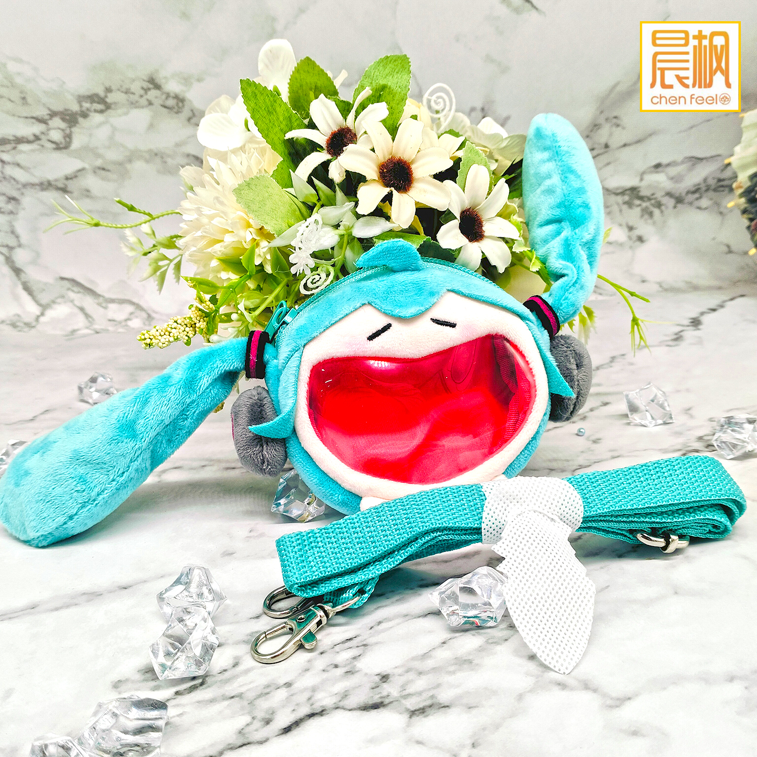 正版初音未来可爱体UWA系列 多功能毛绒mini痛包耳机包（背带款）