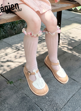 Collegien女童中筒袜春秋埃及长绒棉宝宝袜子膝盖袜花边公主袜子