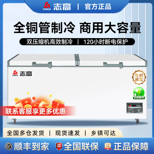 志高528冰柜商用大容量冷冻单温