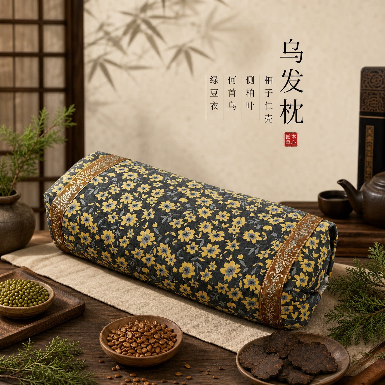 头发乌黑白侧柏叶枕头非遗手工枕芯套中老年人成人颈椎睡眠中草药