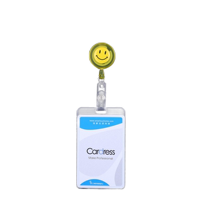 卡德仕cardress高颜值透明防水参会门禁证卡套带笑脸可伸缩易拉扣定制印刷数码店销售店员工作证胸牌胸卡扣子