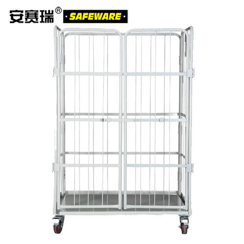 安赛瑞折叠式物流台车（有门）物流周转笼车超市仓库工厂铁笼搬运