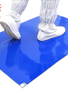 者也防静电粘尘垫除尘脚踏垫洁净室粘灰垫胶可撕式脚踏蓝色PE60*9