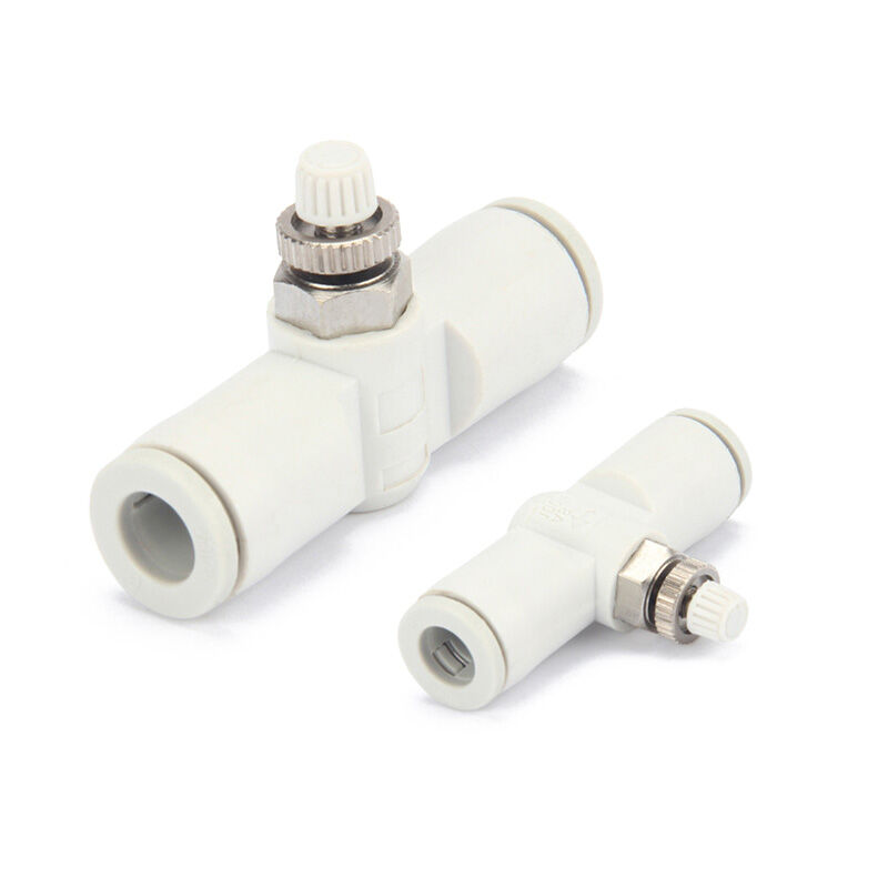 鑫官管道型调节接头微型管道节流阀迷你PU气管接头AS系列管道调速