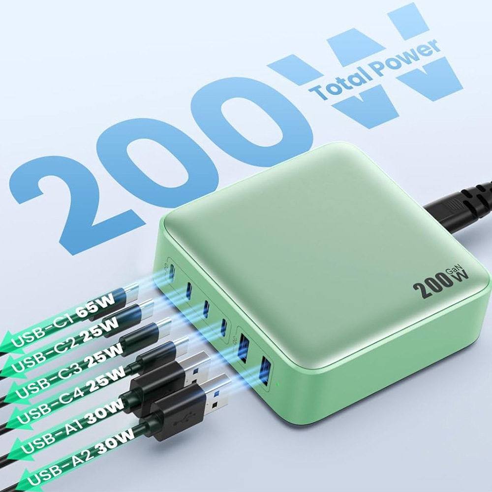 200w氮化镓充电器 20v大功率手机平板笔记本通用桌面充电站200w