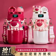 binh dung nuoc clock and clock Cốc giữ nhiệt Disney Strawberry Bear dành cho bé gái, cốc nước trẻ em mới cao cấp, cốc học sinh đặc biệt dành cho bé gái đi học bình đựng nước trái cây bình đựng nước thủy tinh