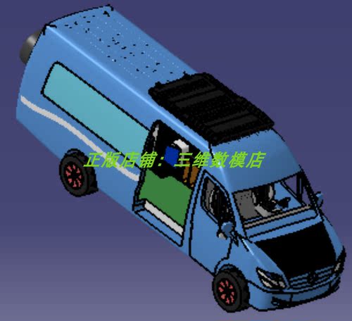 奔驰房车一体式露营车床铺洗手池水池餐桌电视汽车3D三维几何模型