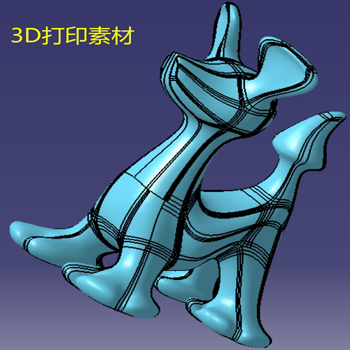 小狗狗生肖动物3d打印素材三维几何数模型实体材料stp图纸stl文件