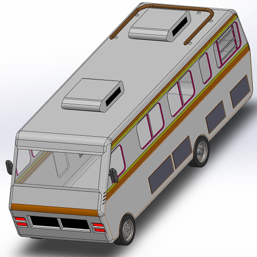 1:10缩小7米中巴车公共客车汽车曲面3D三维几何数模型Solidworks