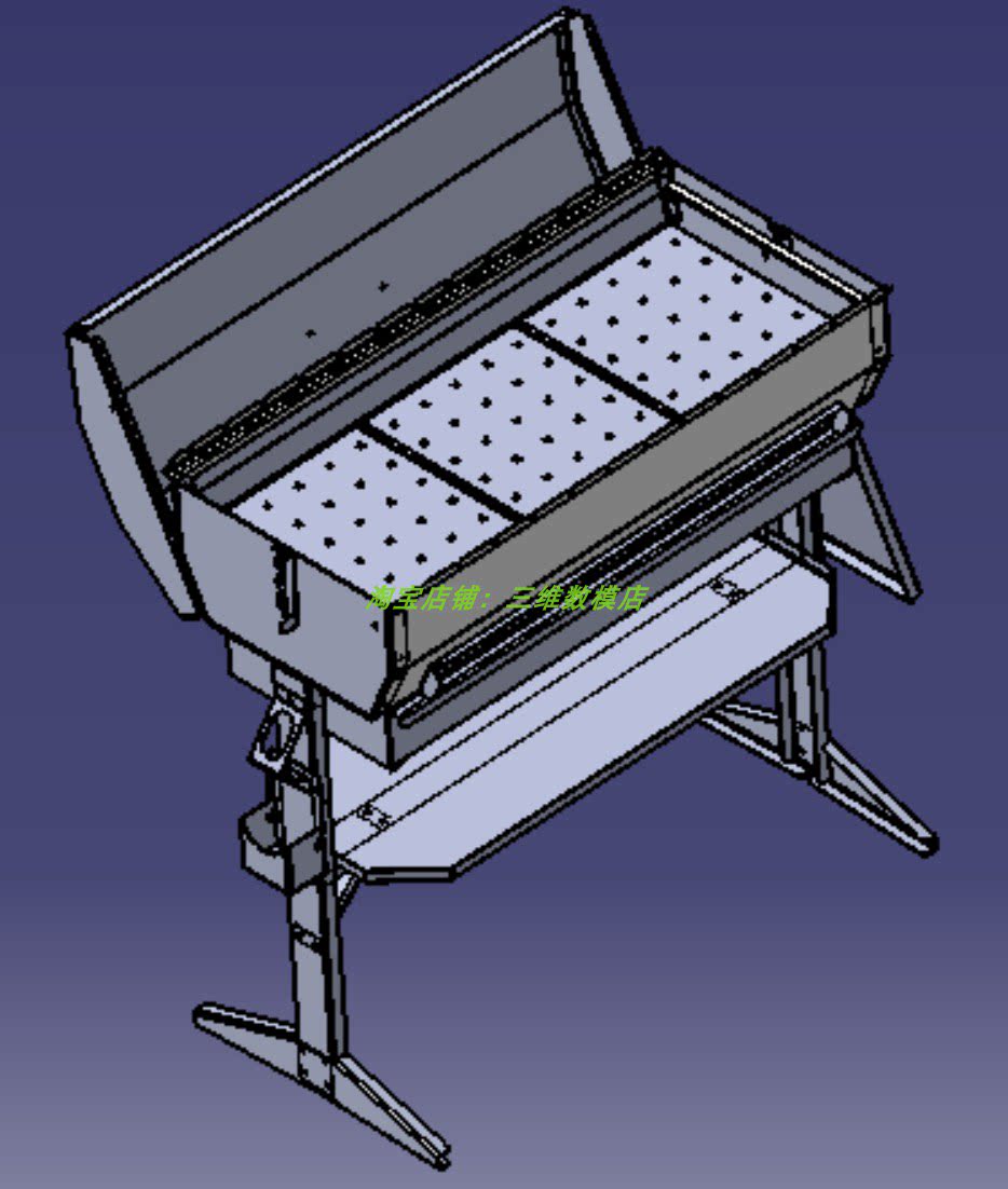 木炭火烧烤架3d三维几何数模型stp格式烤肉铁架子碳火羊肉串框架