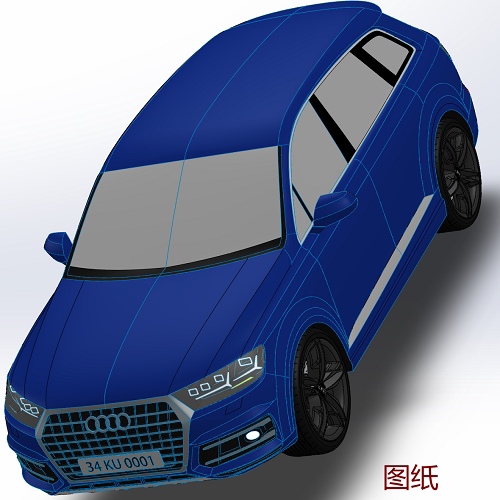 奥迪Q7轿车汽车曲面造型3D三维几何数模型stp图纸车身外壳车轮胎