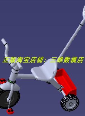 手推脚蹬儿童三轮自行车 人力三轮童车三维几何数模型 3D打印素材