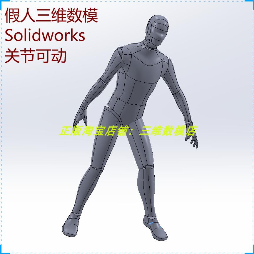 男士假人体 关节活动画仿真 Solidworks三维几何数模型3D打印素材