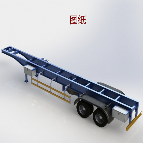 后八8汽车卡车货车架3d三维几何数模型12米底盘骨架车桥钢板弹簧