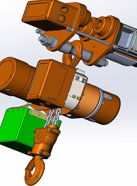 2t吨电动葫芦滑车倒链3D三维几何数模型曲面造型图纸起重机械电缆