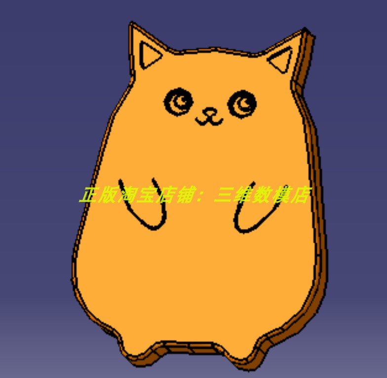 可爱小猫咪板子三维几何数模型3d打印素材卡片站小动物solidworks