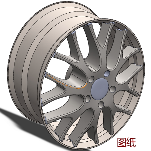 汽车轿车轮辋3D三维几何数模型轮毂实体Solidworks图纸可编辑辆