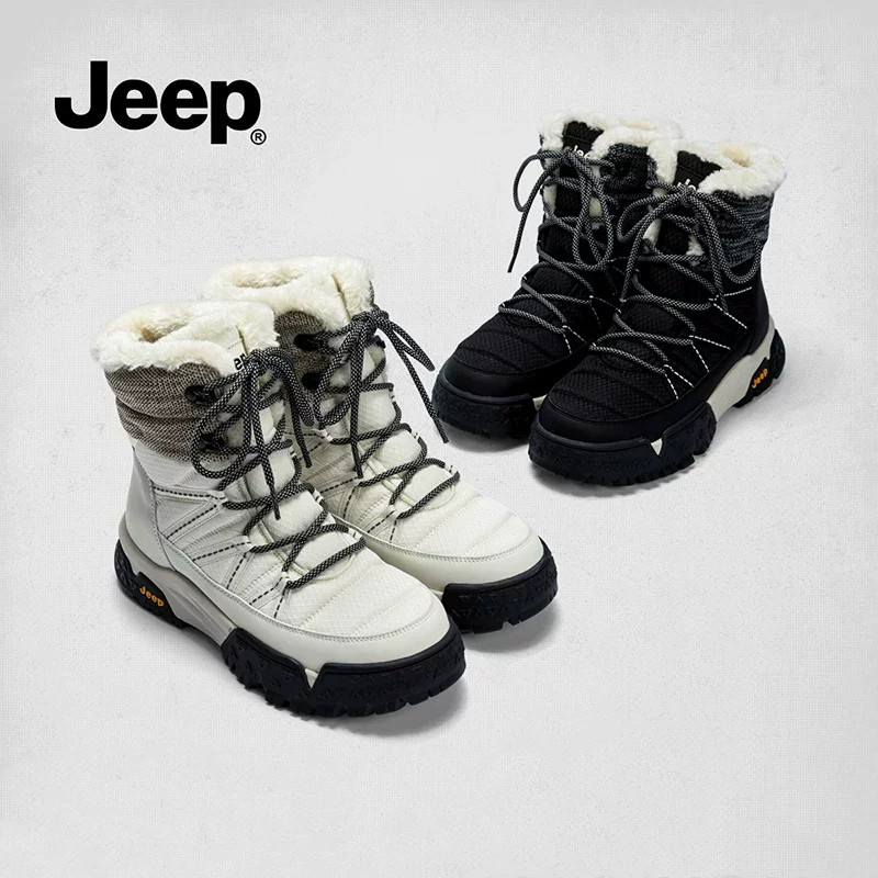 jeep厚底马丁靴女冬季新款户外登山靴子防寒雪地靴加绒保暖徒步鞋