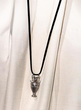 立体雕刻花瓶吊坠项链女