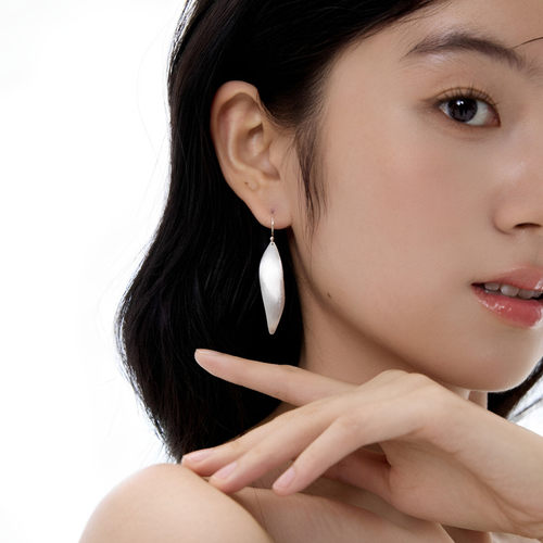 哑光拉丝叶片吊坠耳环女