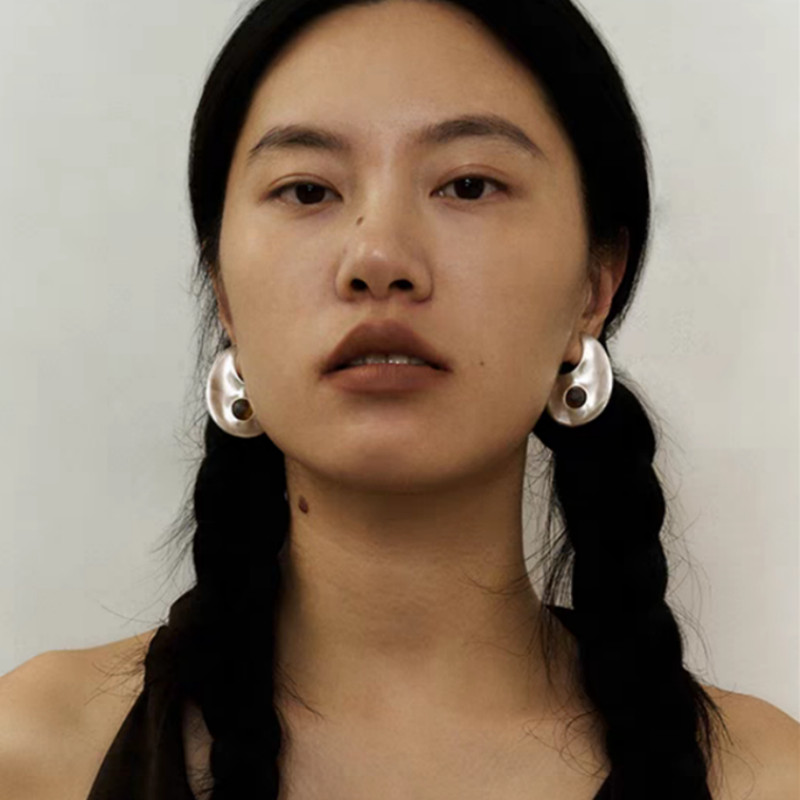 复古银色月牙C型火种耳环女