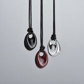 极简异形水滴黑绳项链女轻奢小众高级感可调节蜡绳锁骨链毛衣链