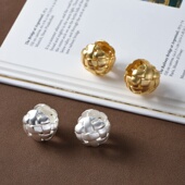 金属镂空编织绣球耳环女轻奢小众高级感球形耳扣耳饰项圈项链套装