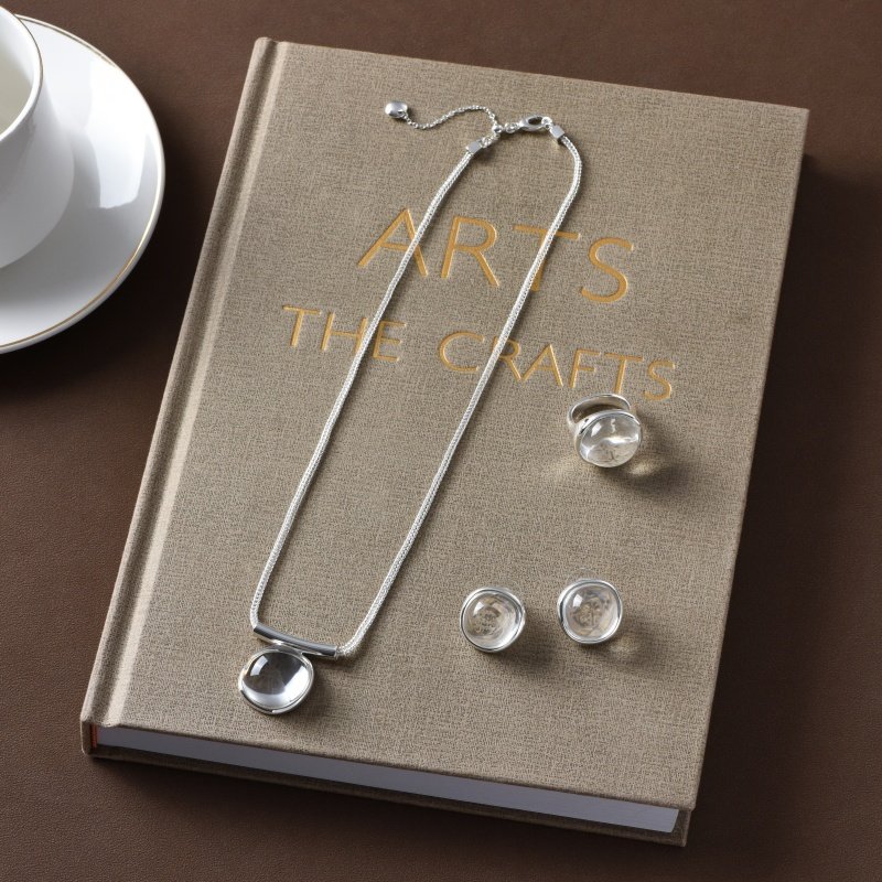 异形透明水晶吊坠项链女秋冬轻奢小众高级感锁骨链耳环戒指套装,饰品/流行首饰/时尚饰品新,项链,淘宝优惠券,粉丝福利购,淘宝优惠卷