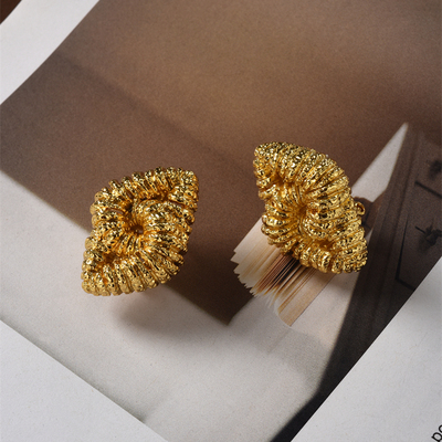 中古不规则熔岩耳环女925银针