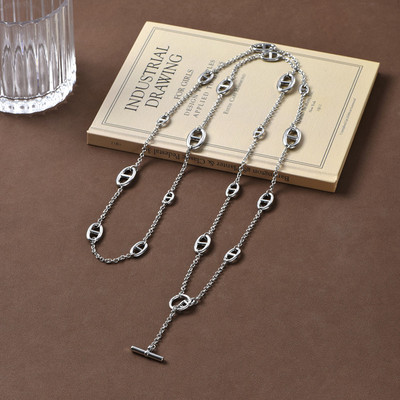 银色长款猪鼻子项链女