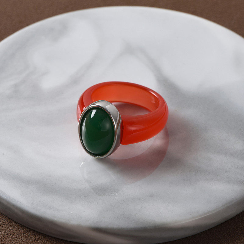 蛋面绿玛瑙树脂戒指女新中式轻奢小众设计高级感红色亚克力指环,饰品/流行首饰/时尚饰品新,戒指/指环,淘宝优惠券,粉丝福利购,淘宝优惠卷