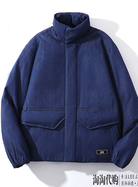 Lee牛仔羽绒服男23冬款立领加厚保暖外套LMT006264201722-898L00