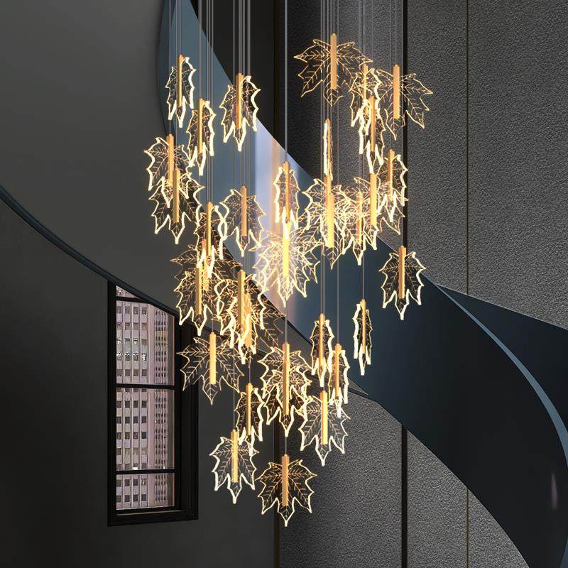 轻奢现代简约北欧楼梯长吊灯复式别墅客厅楼梯间吊灯中空楼梯吊灯