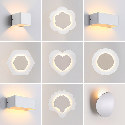 铁艺壁灯卧室LED客厅背景墙灯现代简约楼梯过道网红创意床头灯具