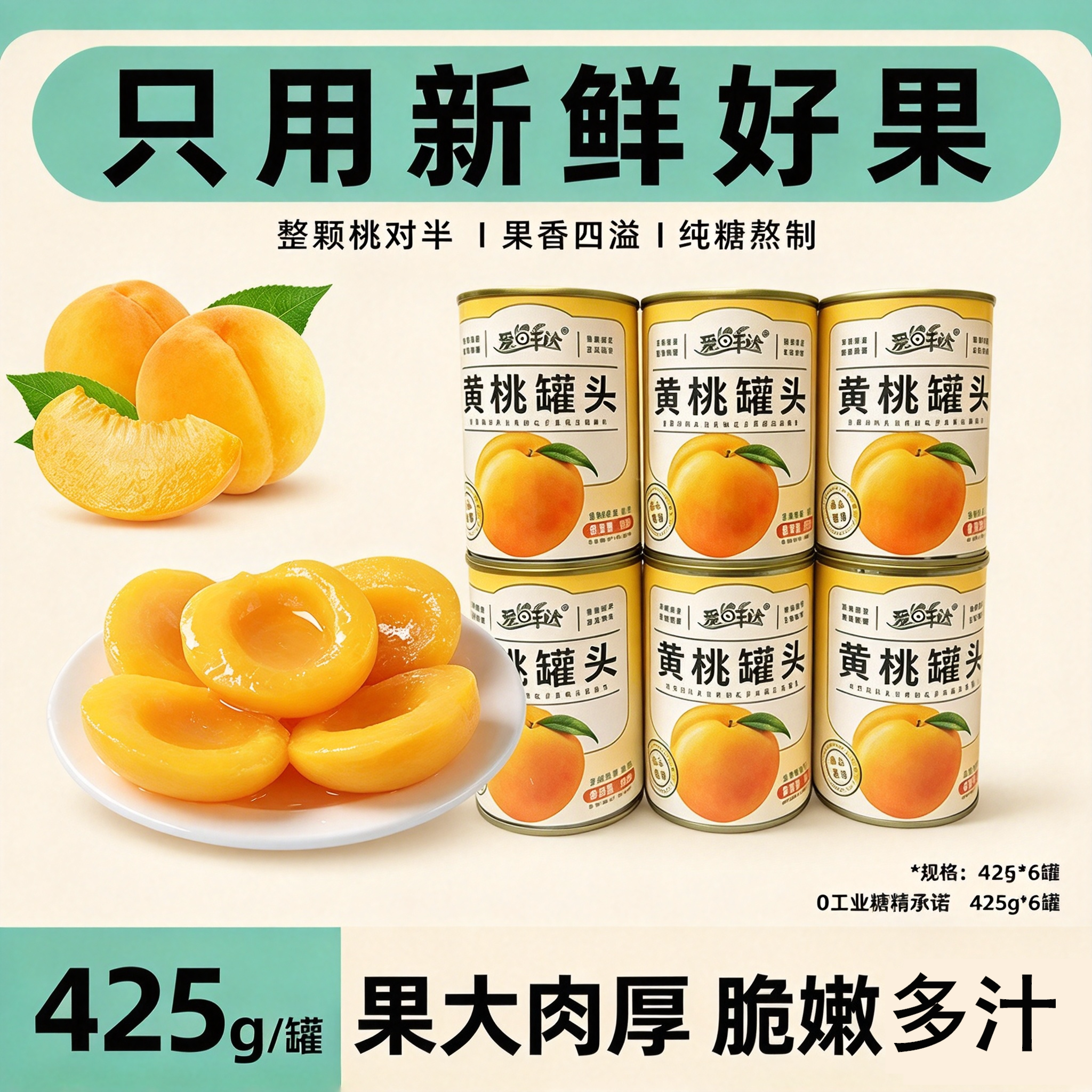 砀山黄桃糖水罐头425g×6罐
