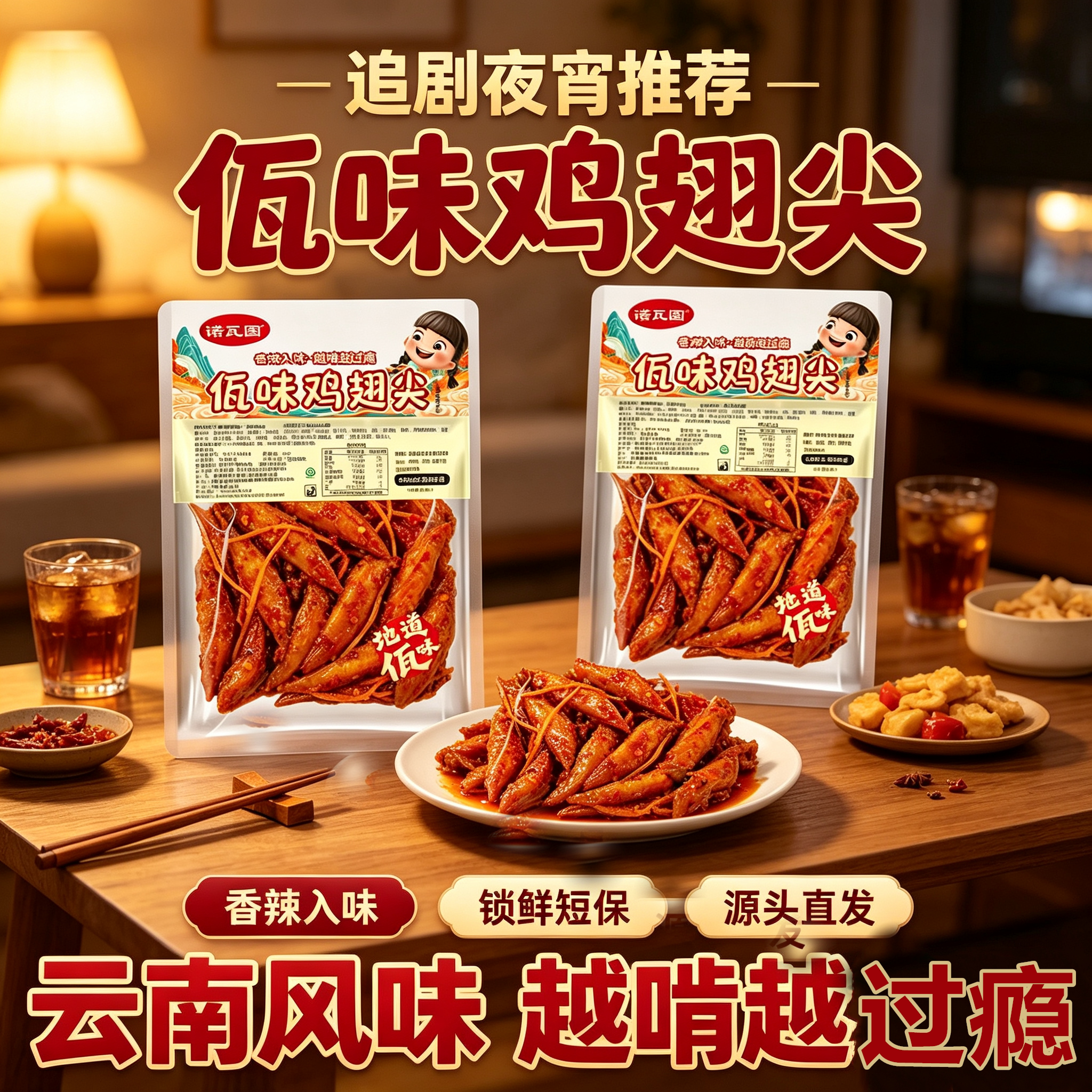 诺瓦图佤味鸡翅尖香辣卤味即食