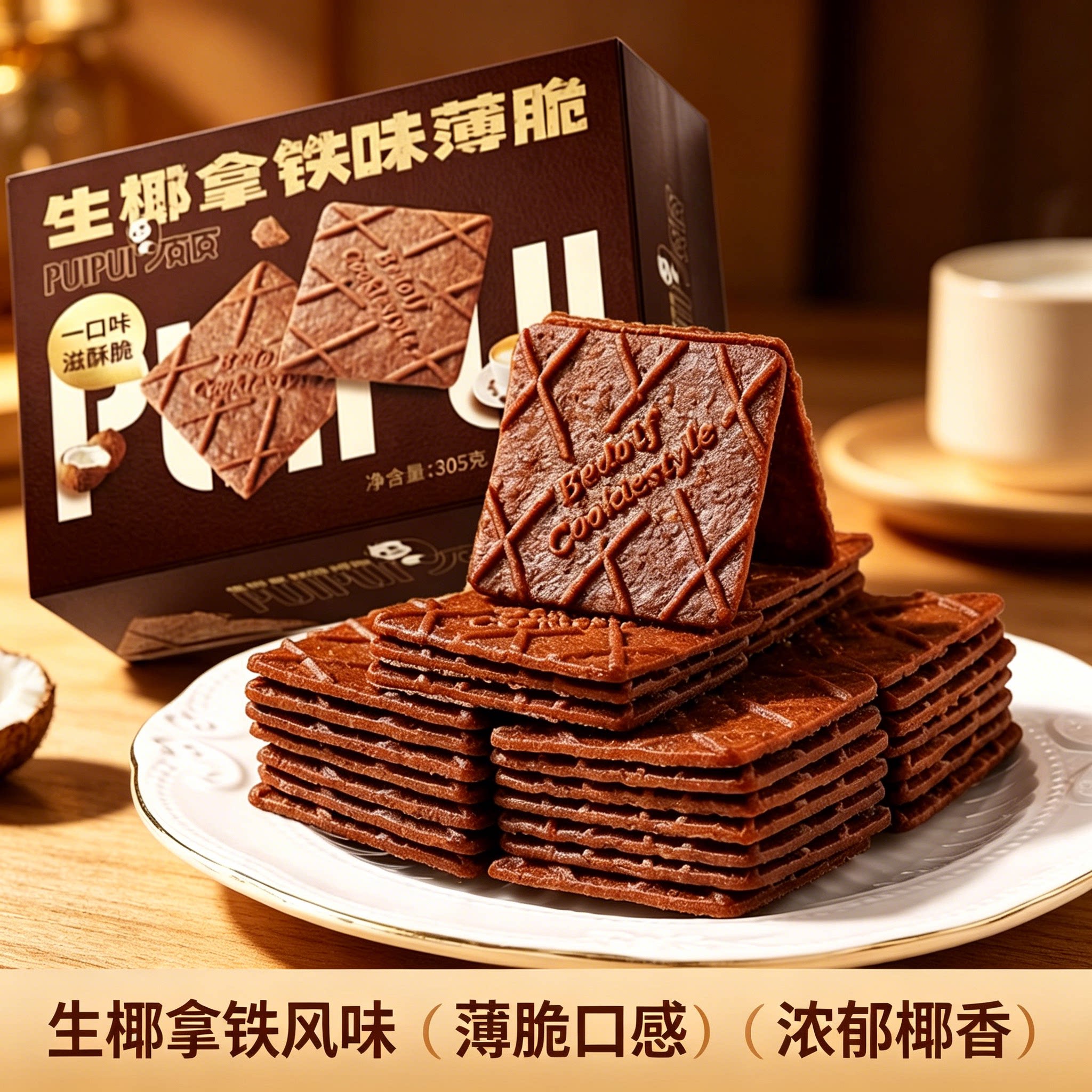 生椰拿铁椰香咖啡薄脆饼干独立装