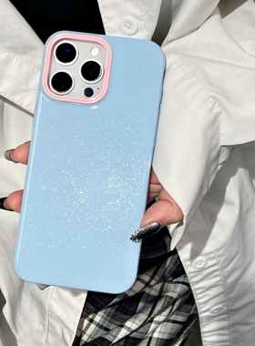 超火满屏闪粉适用于苹果16promax蓝色手机壳iphone14pro新款13撞色个性11保护套15promax全包防摔15plus创意