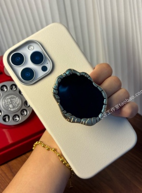 ins黑宝石支架适适用于16promax手机壳白色苹果17pm创意15plus新款17pro个性软壳xs防摔14女款ip13软保护套