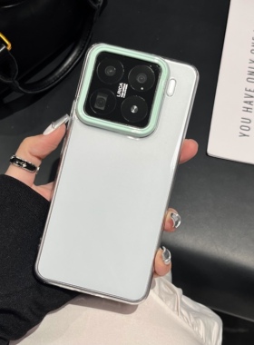 高颜值ins日韩马卡龙撞色绿色镜框适用小米15Pro手机壳15ultra透明适用于15Pro新款13保护14ultra14防摔男女