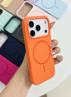 新款适用苹果17pro手机壳iPhone17ProMax原橙色MagSafe细圈16Pro磁吸15PM保护14Pro相机按键全包17高级感防摔