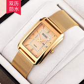 鸿鹤手表 男士 超薄双历夜光防水网带石英表 正品 时尚 休闲商务男表