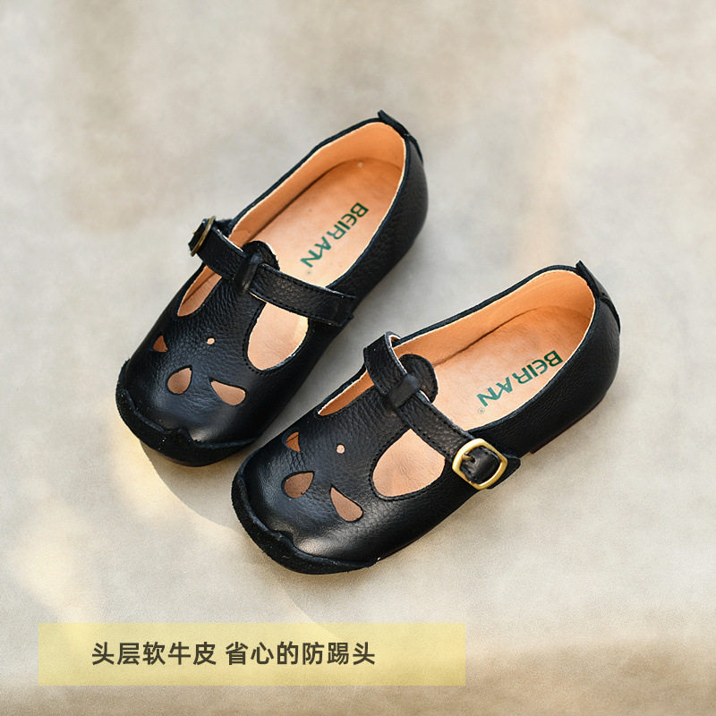 儿童鞋真皮皮鞋透气镂空公主鞋